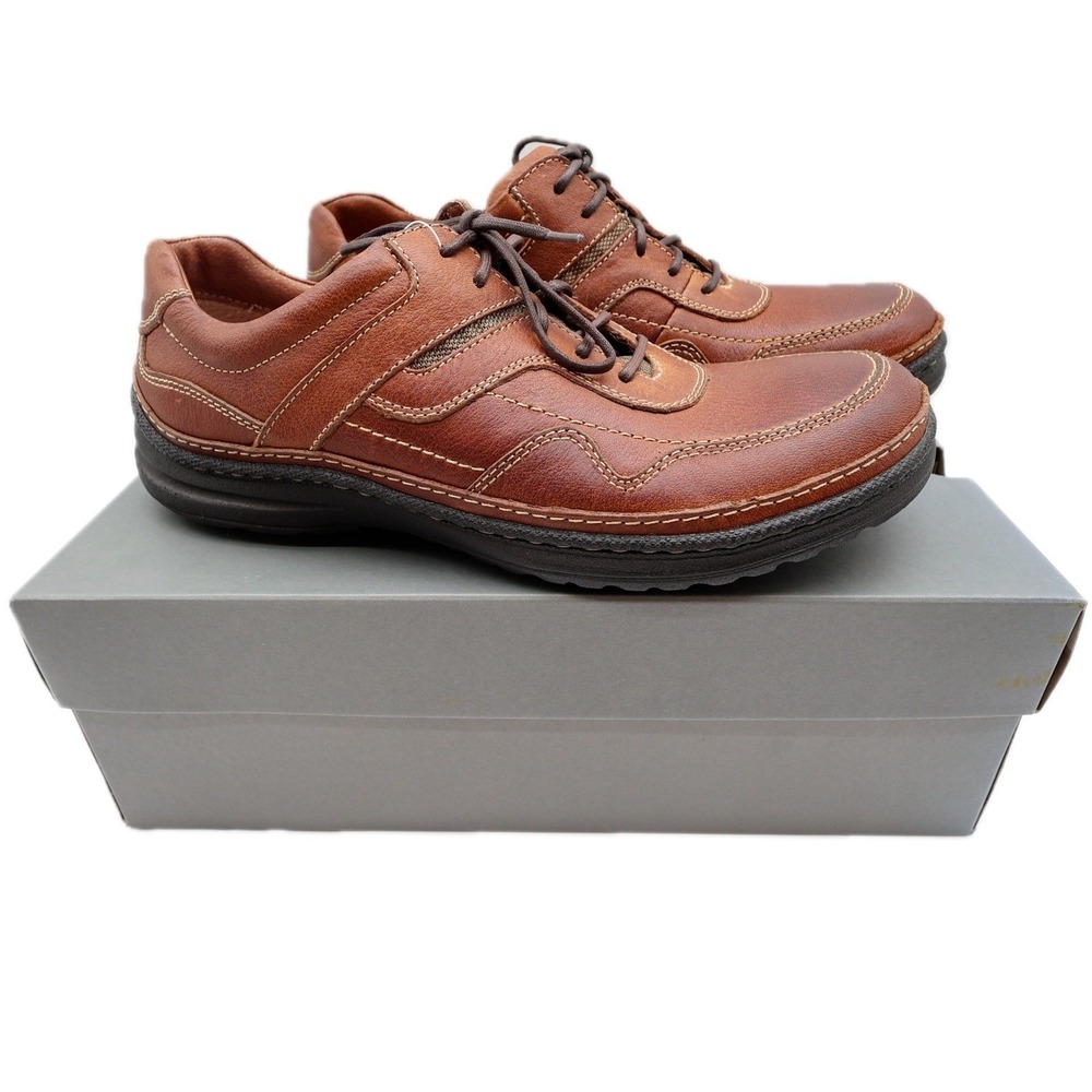 Hush Puppies Pathway Oxford Shoes Mens 9 M Tan Leather OrthoLite Bounce H100746